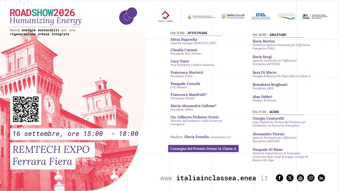 SAVE THE DATE - Roadshow Humanizing Energy: Nuove energie sostenibili per una rigenerazione urbana integrata
